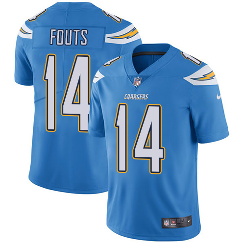 Nike Chargers #14 Dan Fouts Electric Blue Alternate Men's Stitched NFL Vapor Untouchable Limited Jersey - Click Image to Close